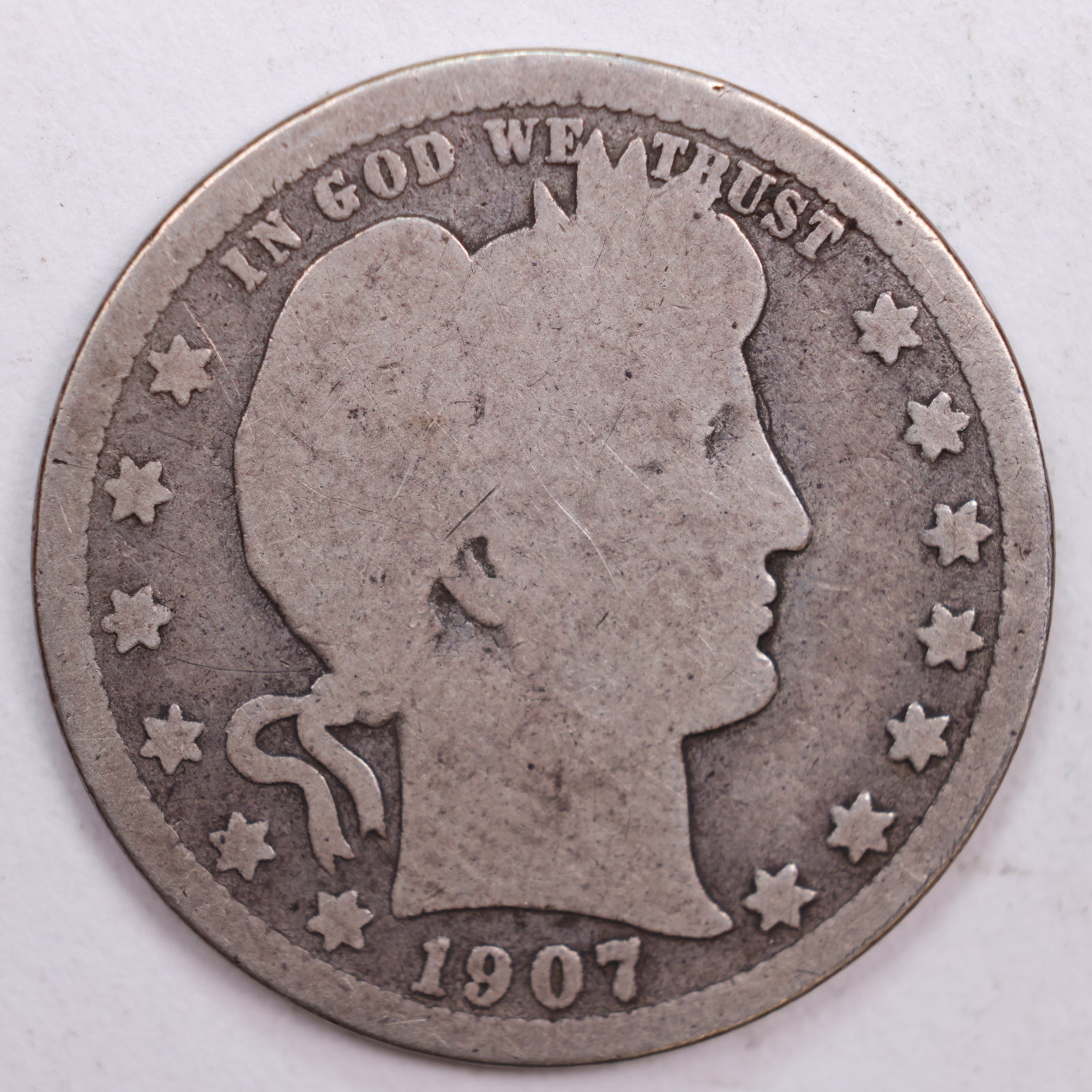 1907-S Barber Quarter, Good Circulated Coin, Store #QR0494