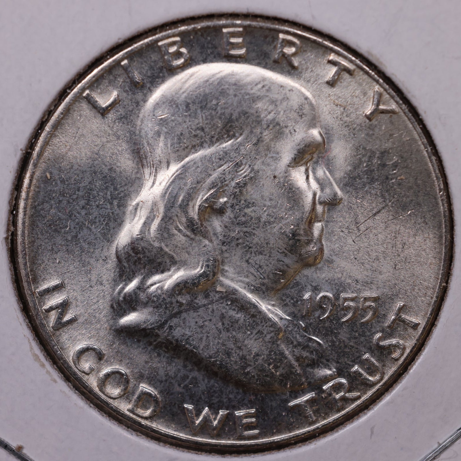 1955 Ben Franklin Half Dollar, About Uncirculated Coin, Store #HR1631