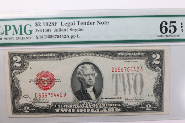 1928 F, $2., Legal Tender Note., PMG CU-65 EPQ., Store #GLT024