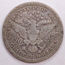 1908-D Barber Silver Quarter, Very Good Circulated Coin, Store