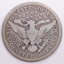 1908-D Barber Silver Quarter, Very Good Circulated Coin, Store