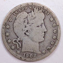 1908-D Barber Silver Quarter, Very Good Circulated Coin, Store