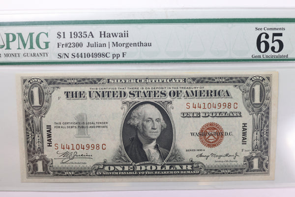 1935 A, $1 Silver Certificate., 'Hawaii', PMG CU-65, EPQ., Store #GSSC011