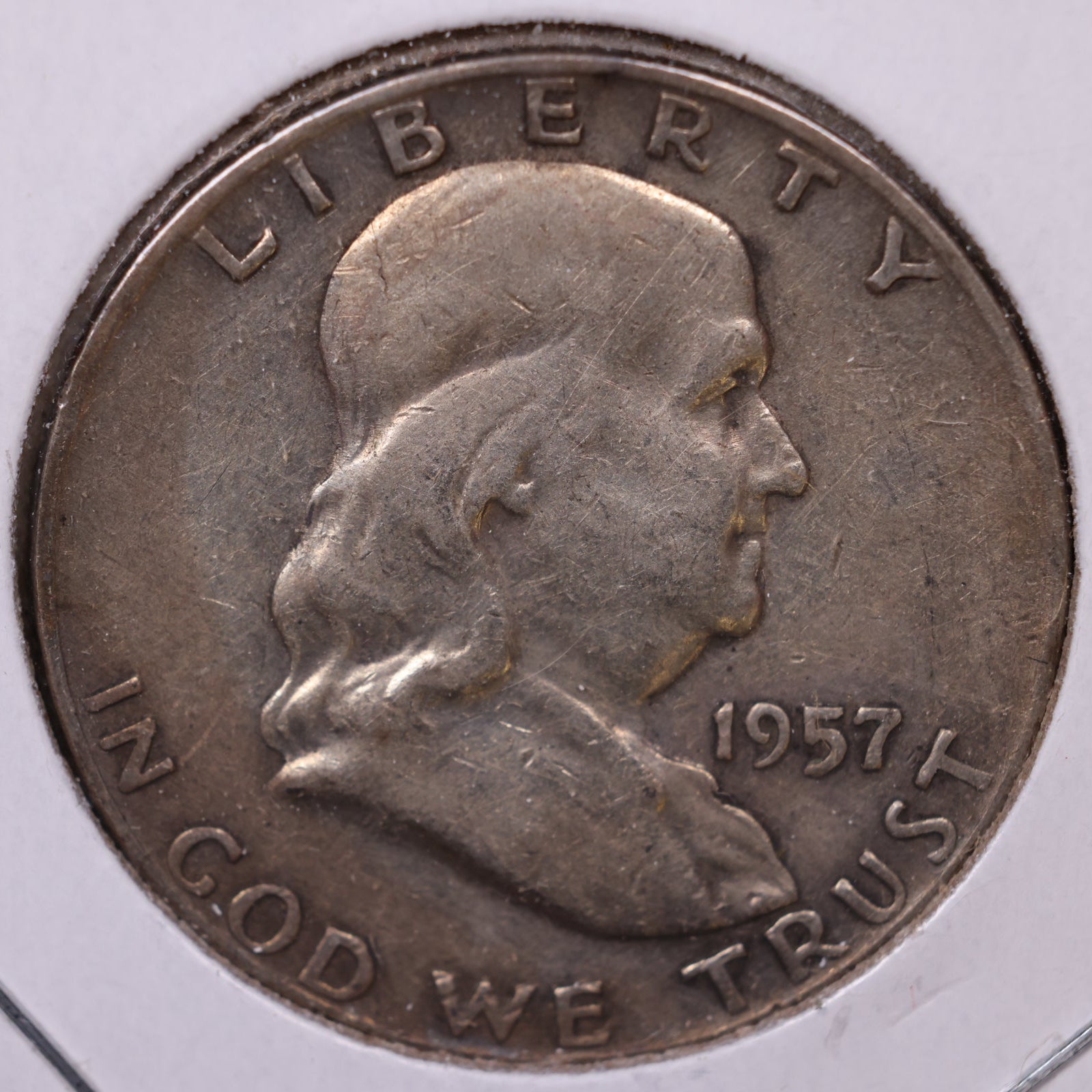 1957-D Ben Franklin Half Dollar, Good Circulated Coin, Store #HR1647