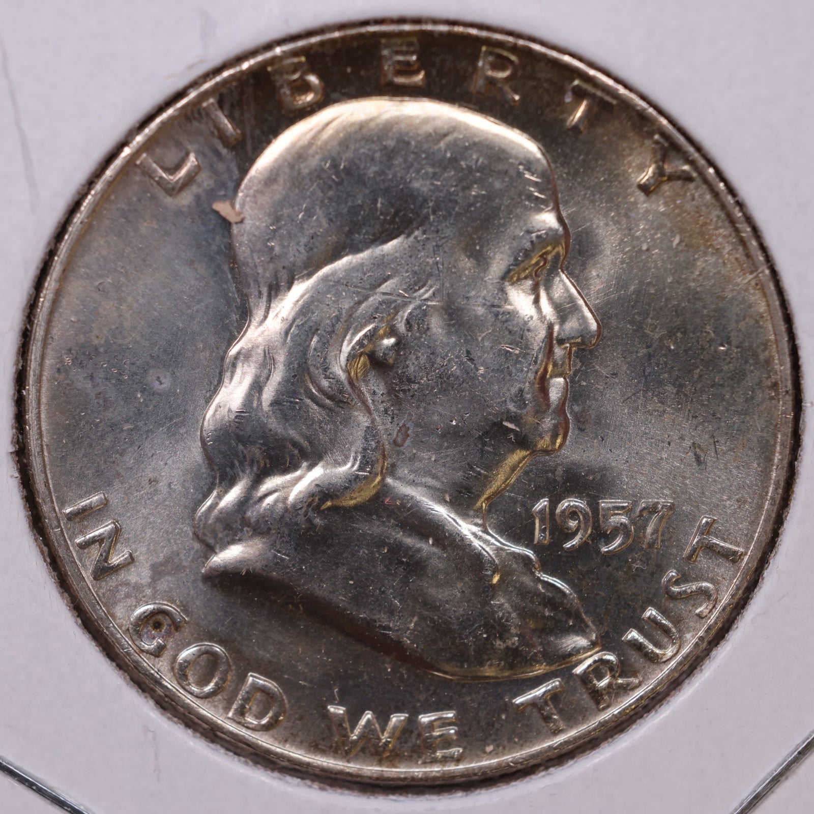 1957-D Franklin Half Dollar, About Uncirculated Coin, Store #HR1651