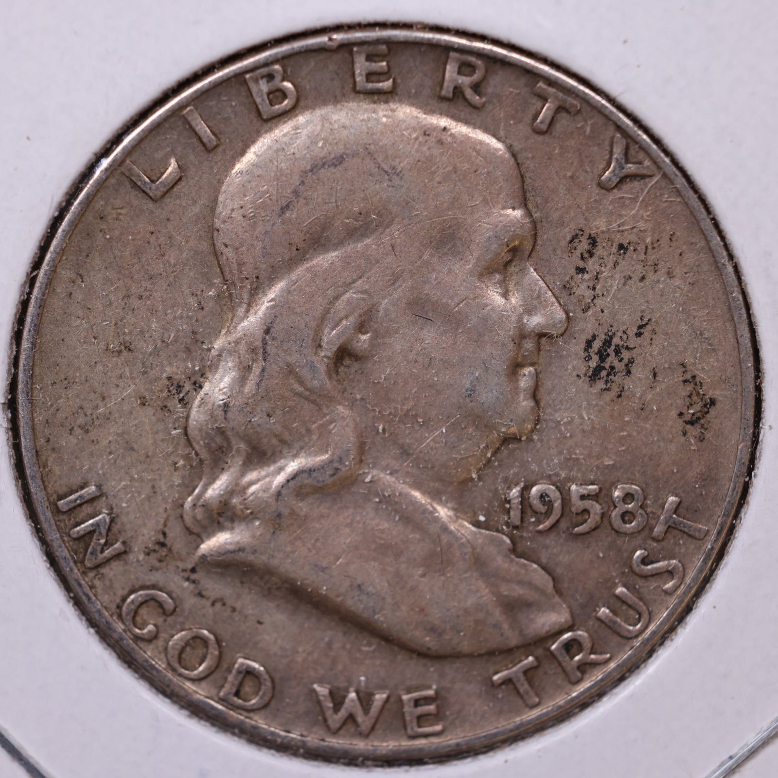 1958-D Ben Franklin Half Dollar, Fine Circulated Coin, Store #HR1666