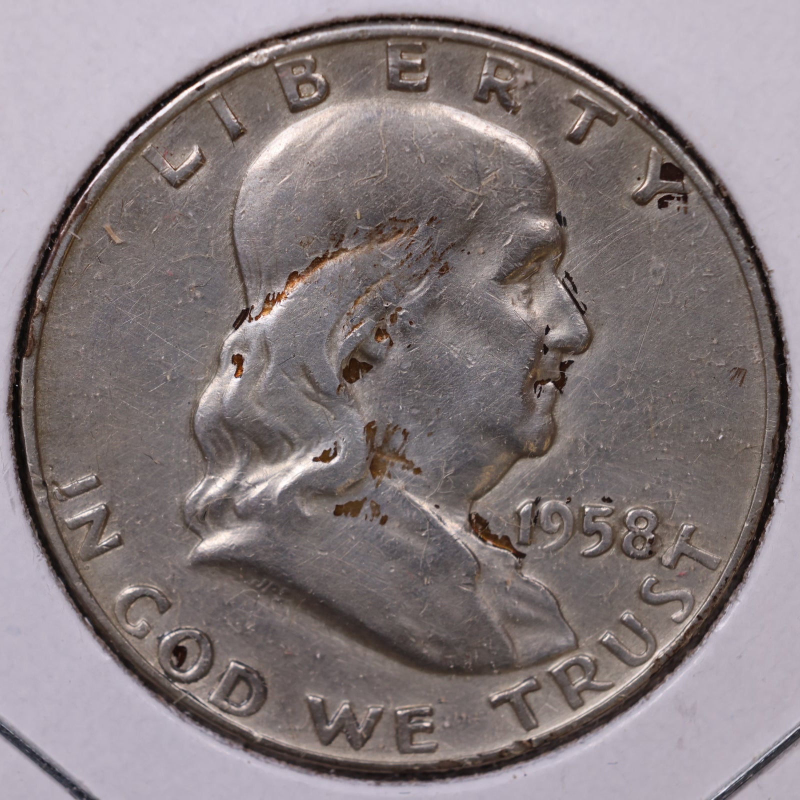 1958-D Ben Franklin Half Dollar, Very Fine Circulated Coin, Store #HR1669