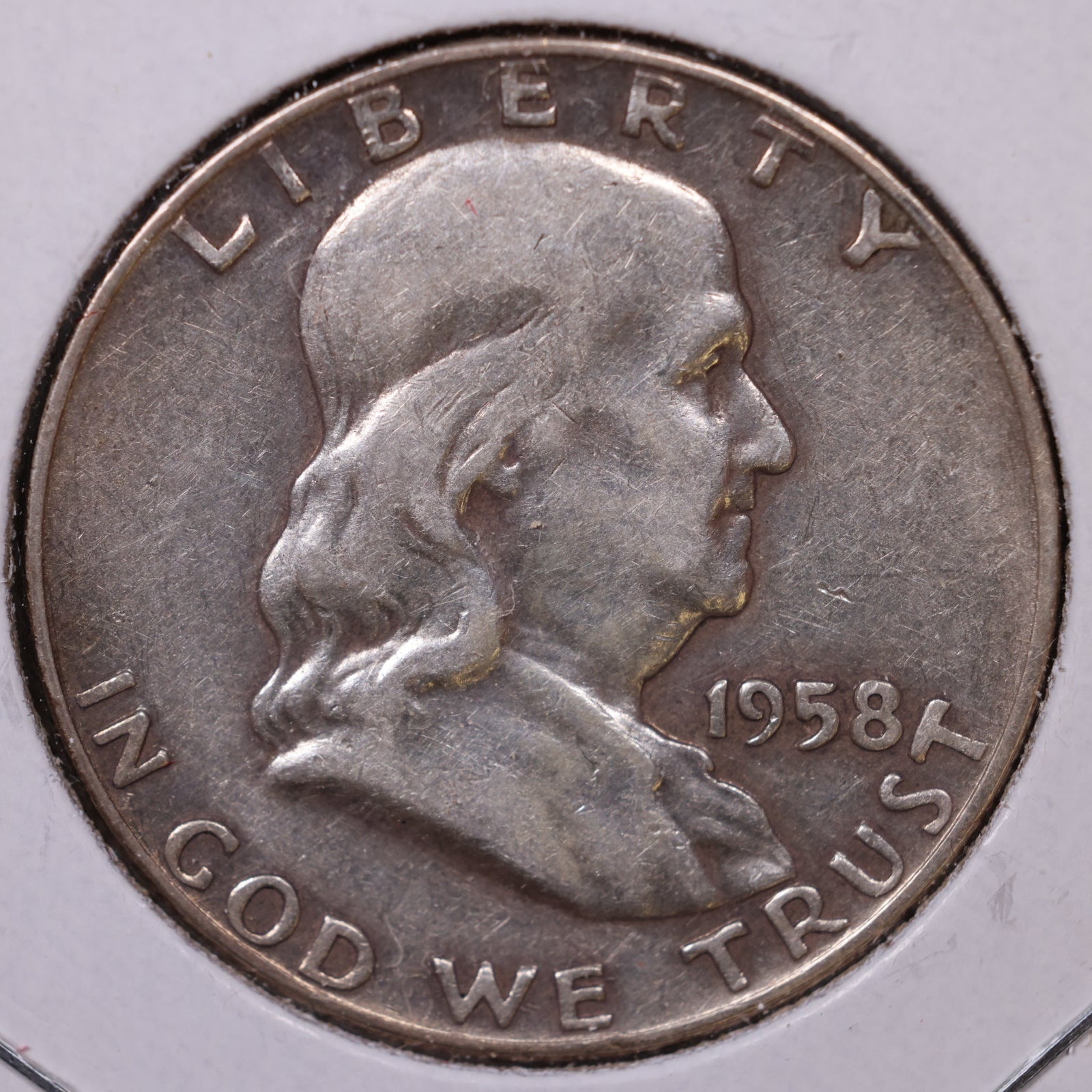 1958-D Ben Franklin Half Dollar, Fine Circulated Coin, Store #HR1672