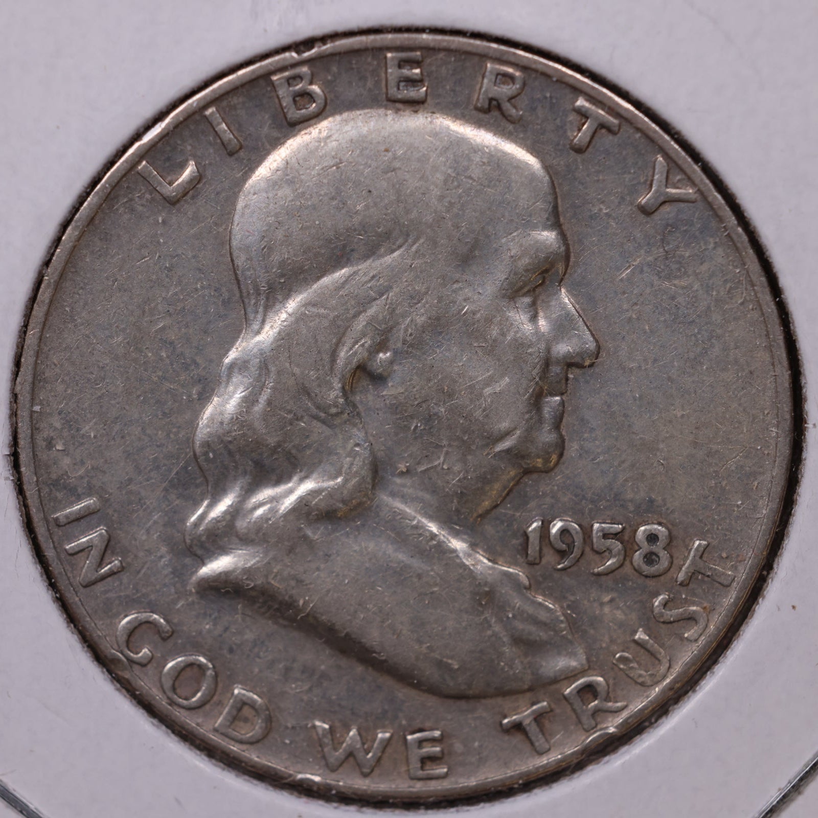 1958-D Ben Franklin Half Dollar, Fine Circulated Coin, Store #HR1673