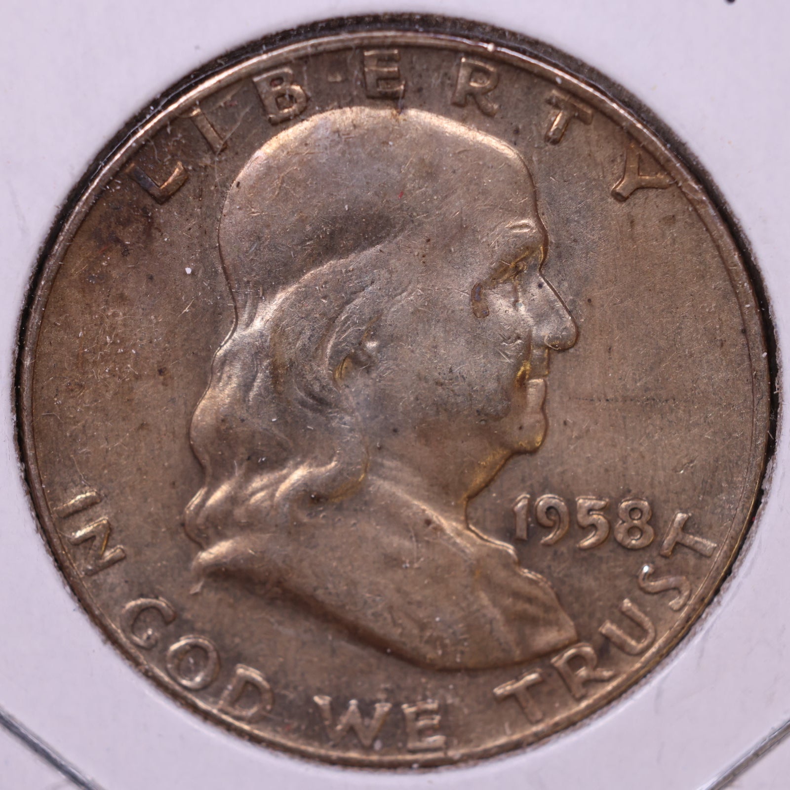 1958-D Ben Franklin Half Dollar, Extra Fine Circulated Coin, Store #HR1676