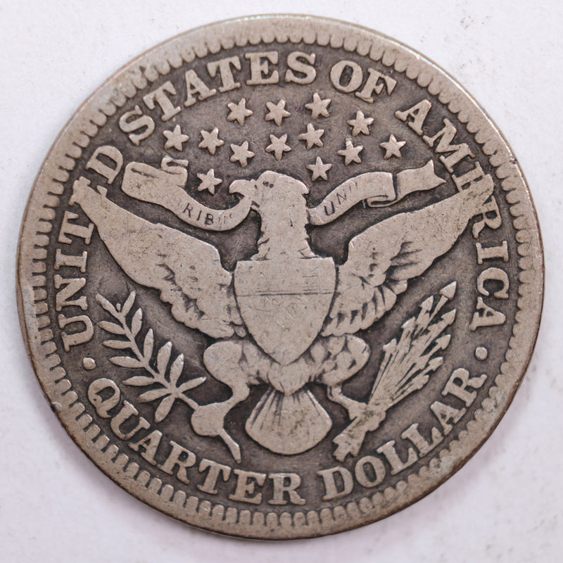 1909 Barber Silver Quarter, Very Good Circulated Coin, Store