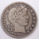 1909 Barber Silver Quarter, Fine+ Circulated Coin, Store