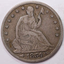 1854 Liberty Seated Half Dollar, Very Fine+ Circulated Coin, Store