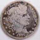 1909 Barber Silver Quarter, Very Fine Circulated Coin, Store