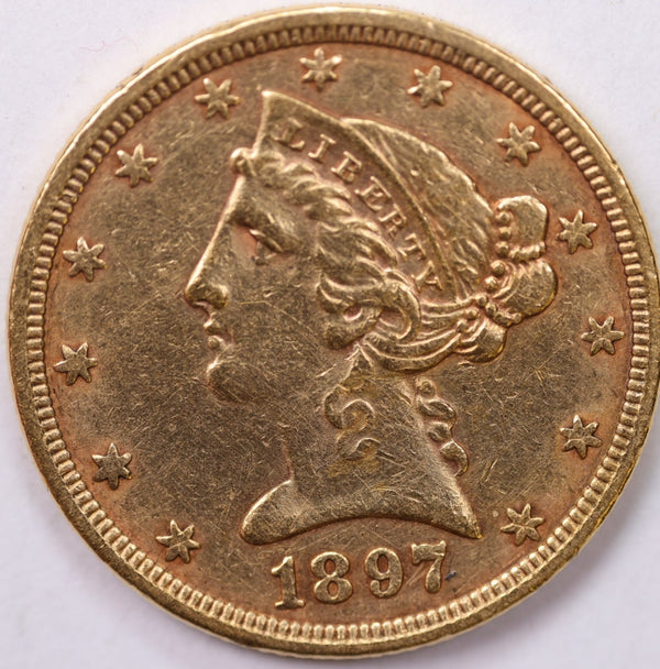 1897 $5 Gold Liberty. Affordable Collectible GOLD Coin. Store Sale. #18100