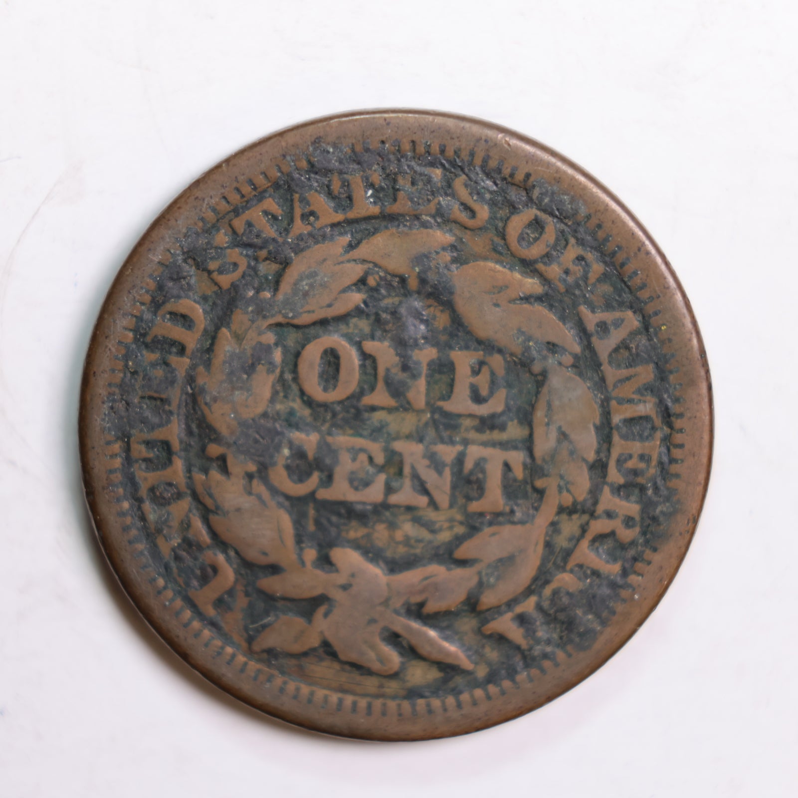 1847 Braided Hair Large Cent., Fine Circulated Coin., Store Sale #CT0527