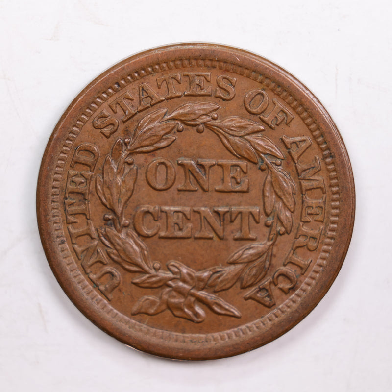 1853 Braided Hair Large Cent, Mint State Uncirculated, Store