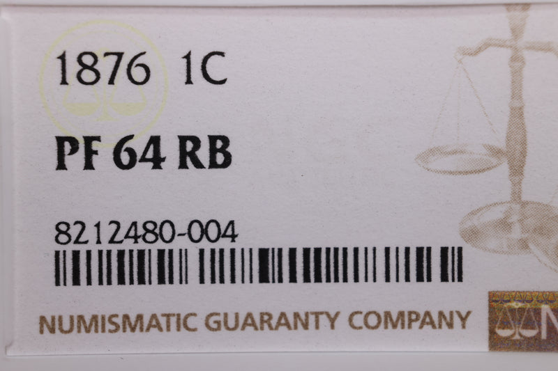 1876 Indian Head Small Cents., NGC PF-64.,Red/Brown, Store