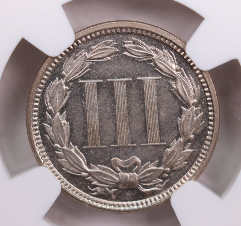 1870 Three Cent Copper Nickel., Uncirculated., NGC PF-62, Store
