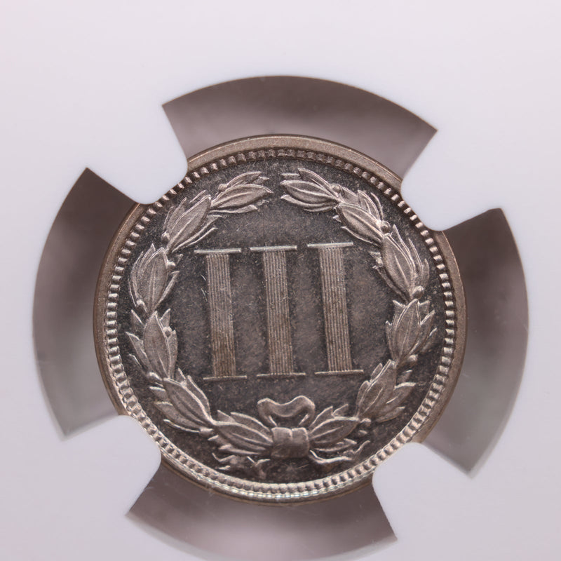 1870 Three Cent Copper Nickel., Uncirculated., NGC PF-62, Store