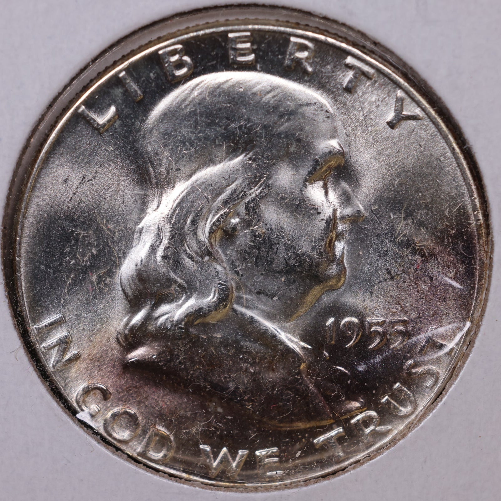 1955 Ben Franklin Half Dollar, About Uncirculated Coin, Store #HR1722