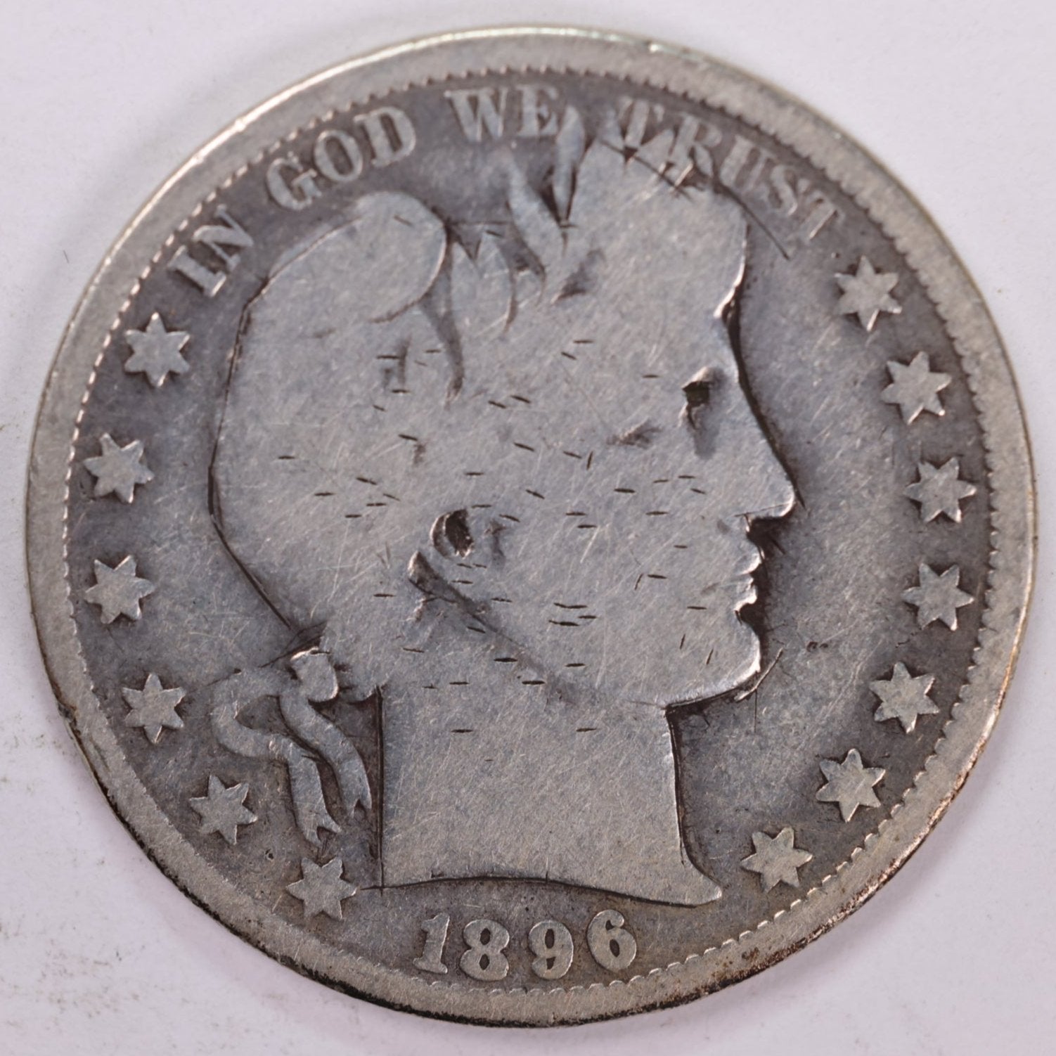 1896-O Barber Half Dollar, Very Good Circulated Coin, Store #HR1124
