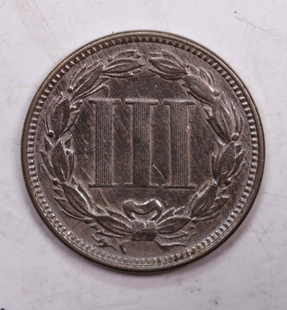 1866 Three Cent Copper Nickel, Very Fine Circulated Coin, Store #3C0007