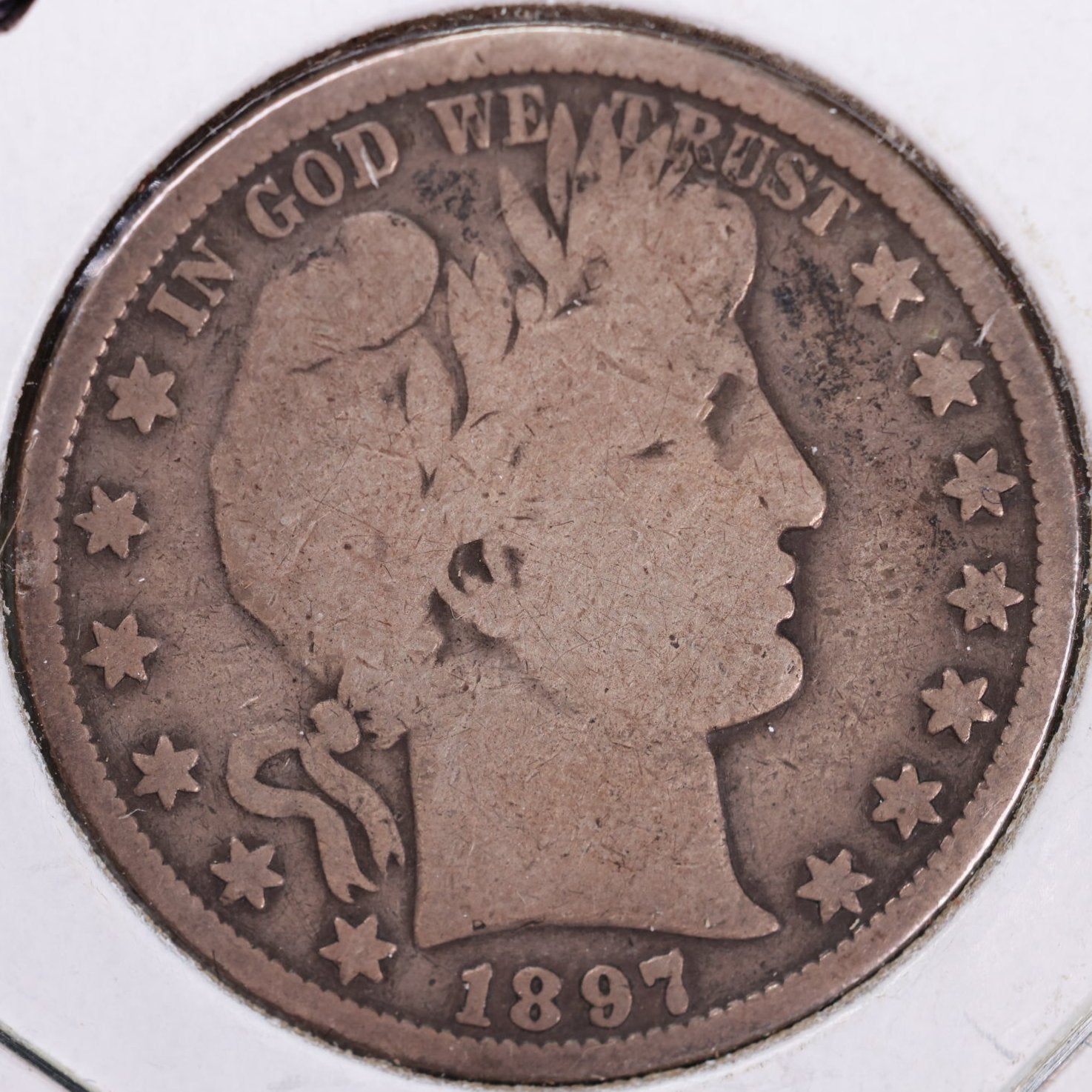 1897 Barber Half Dollar, Very Good Circulated Coin, Store #HR0857