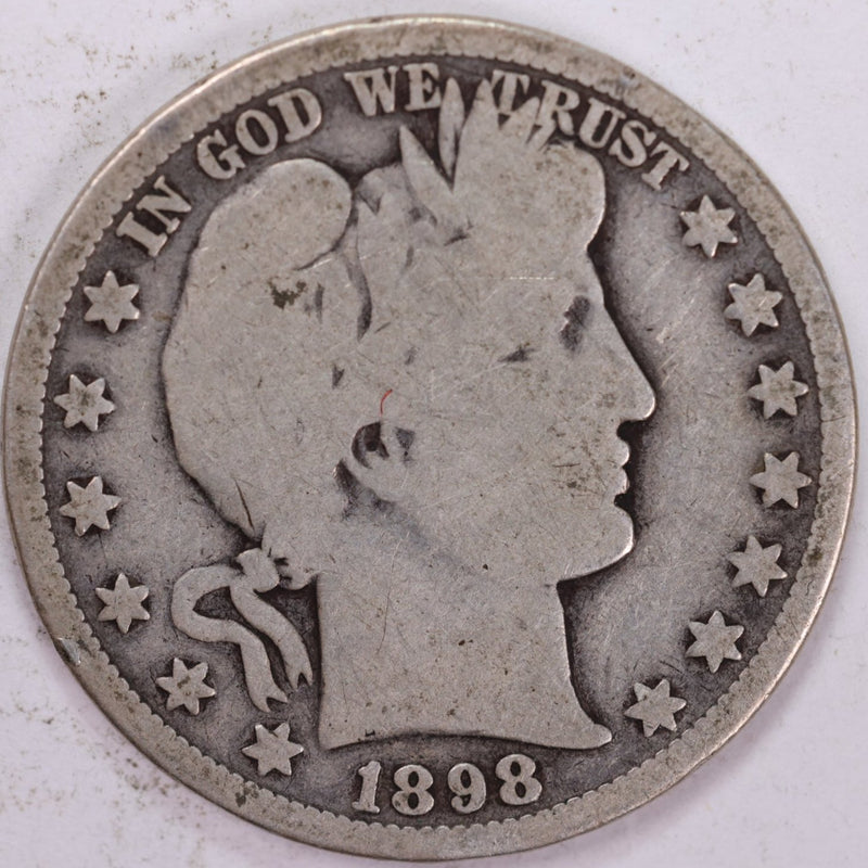 1898-O Barber Half Dollar, Very Good Circulated Coin, Store