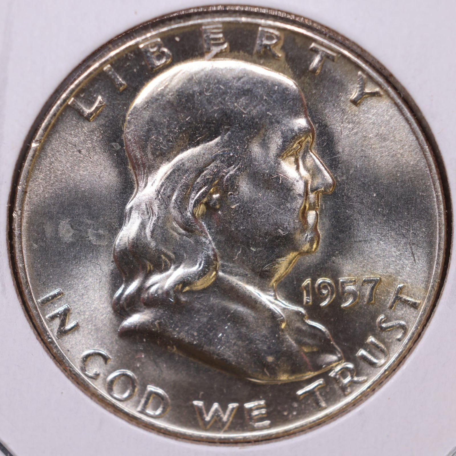 1957-D Ben Franklin Half Dollar, Mint State Uncirculated Coin, Store #HR1736