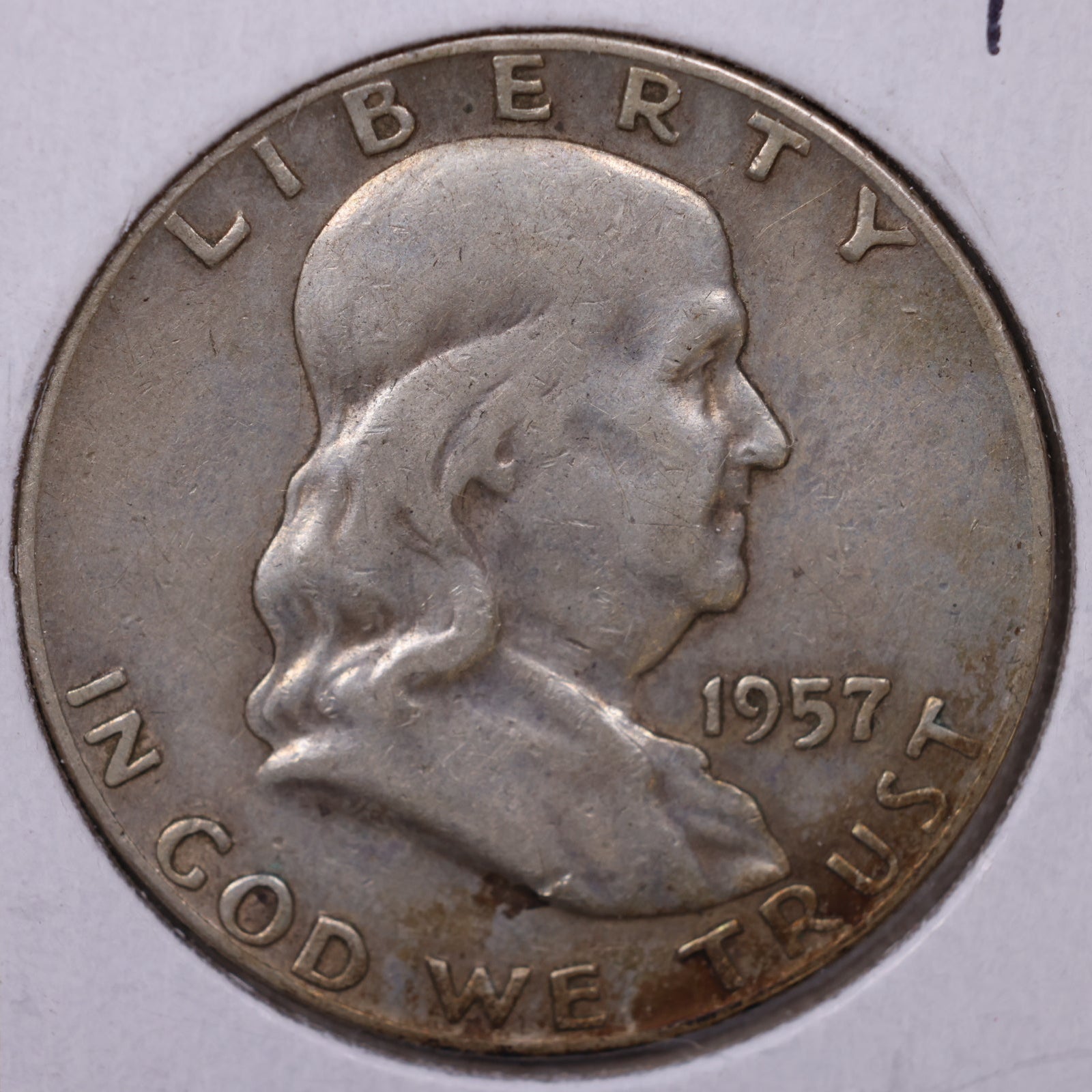 1957-D Ben Franklin Half Dollar, Fine Circulated Coin, Store #HR1738