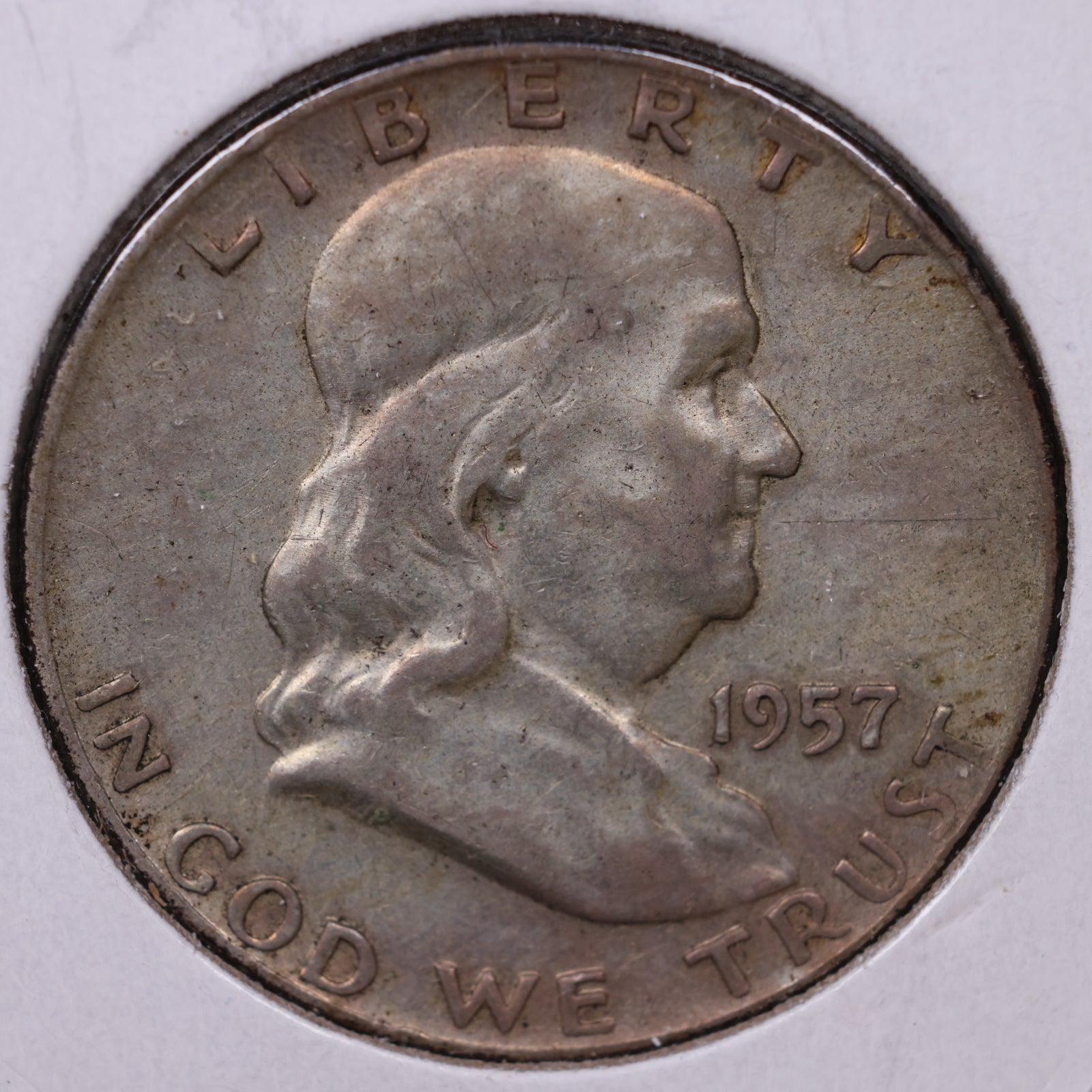 1957-D Ben Franklin Half Dollar, Fine Circulated Coin, Store #HR1741