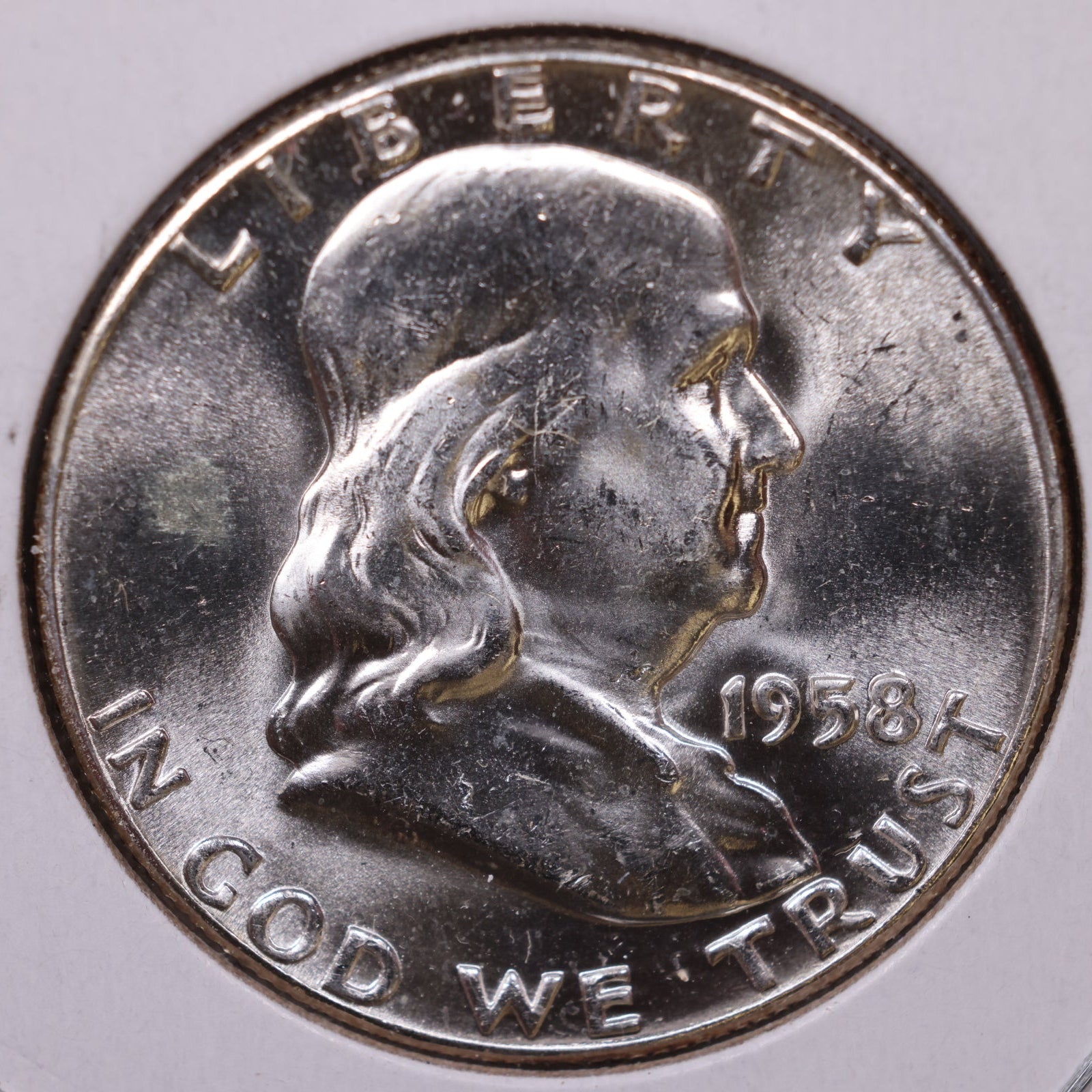 1958 Ben Franklin Half Dollar, Mint State Uncirculated Coin, Store #HR1744