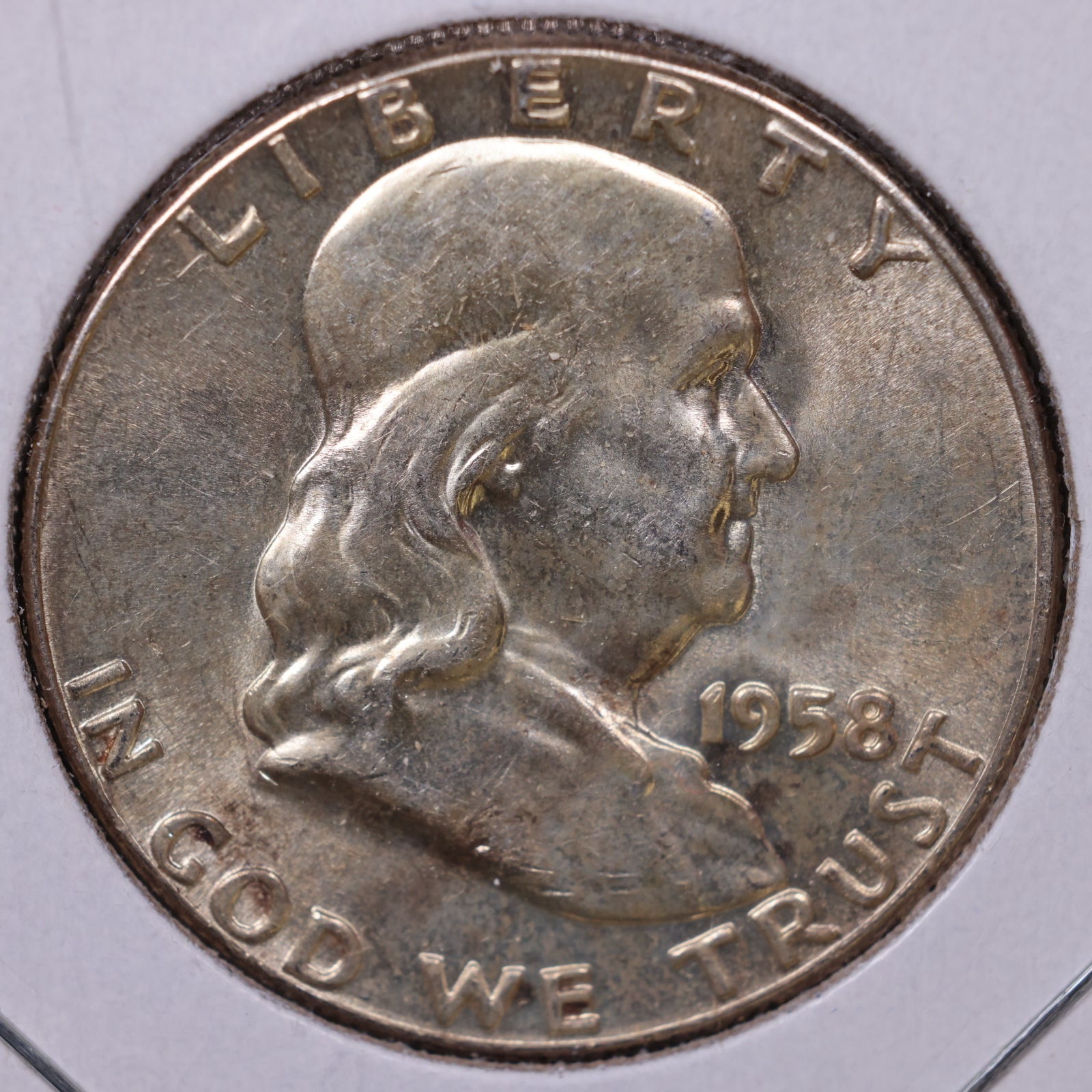 1958 Ben Franklin Half Dollar, Mint State Uncirculated Coin, Store #HR1748
