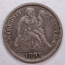 1891 Seated Liberty Dime., 'Common', Very Fine Plus Circulated Coin., Store