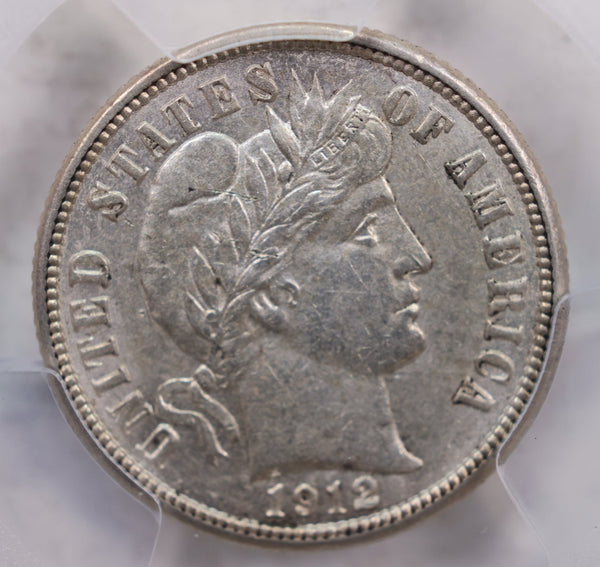 1912-D Barber Silver Dime., 'Scarce in Grade'., PCGS Certified AU-58., Store #GDE019.