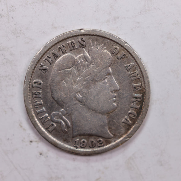 1902 Barber Silver Dime., Nice Fine, Circulated Coin., Store #DE0313.
