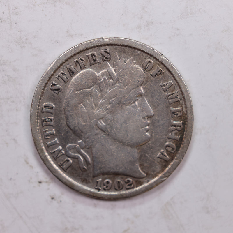 1902 Barber Silver Dime., Nice Fine, Circulated Coin., Store