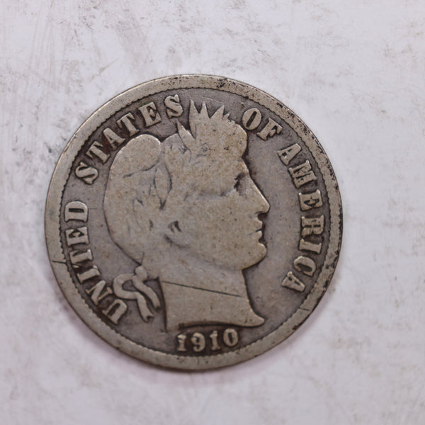 1910-S Barber Silver Dime., Nice Very Good, Circulated Coin., Store #DE0315.