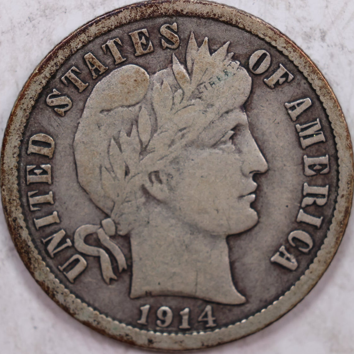 1914 Barber Dime, Fine Circulated Coin, Store #DE0318