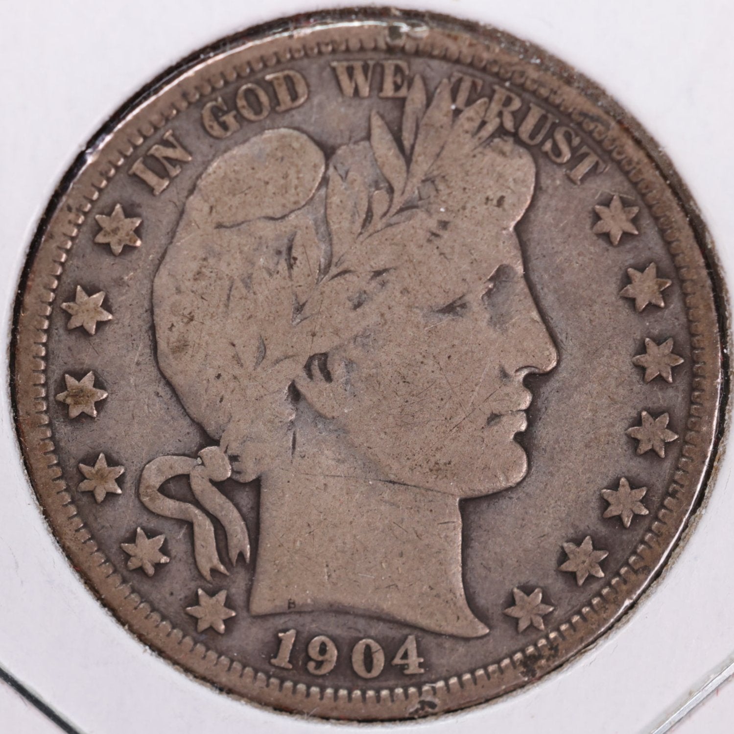 1904 Barber Half Dollar, Very Good+ Circulated Coin, Store #HR1133