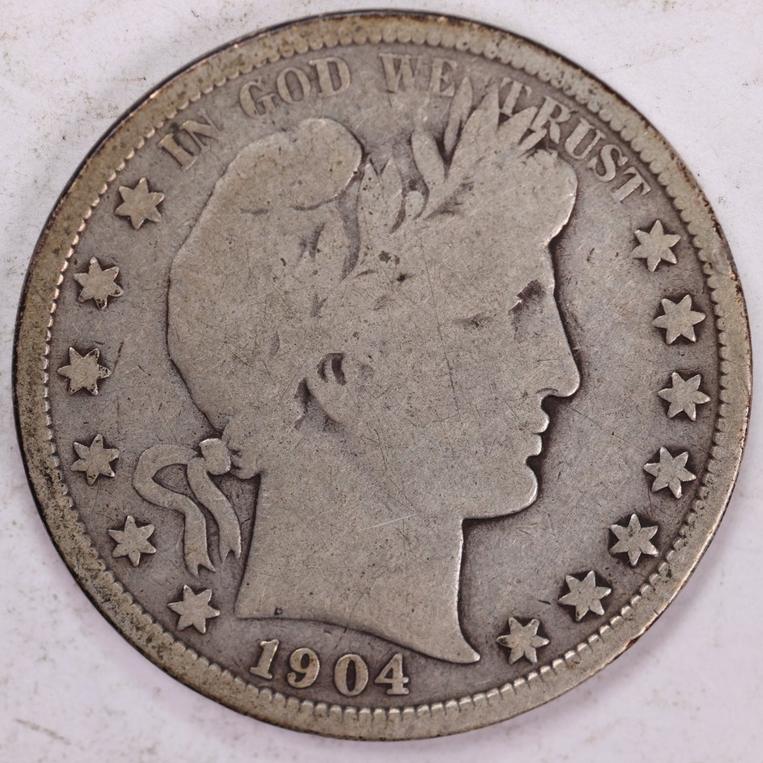 1904 Barber Half Dollar, Very Good Circulated Coin, Store #HR0866