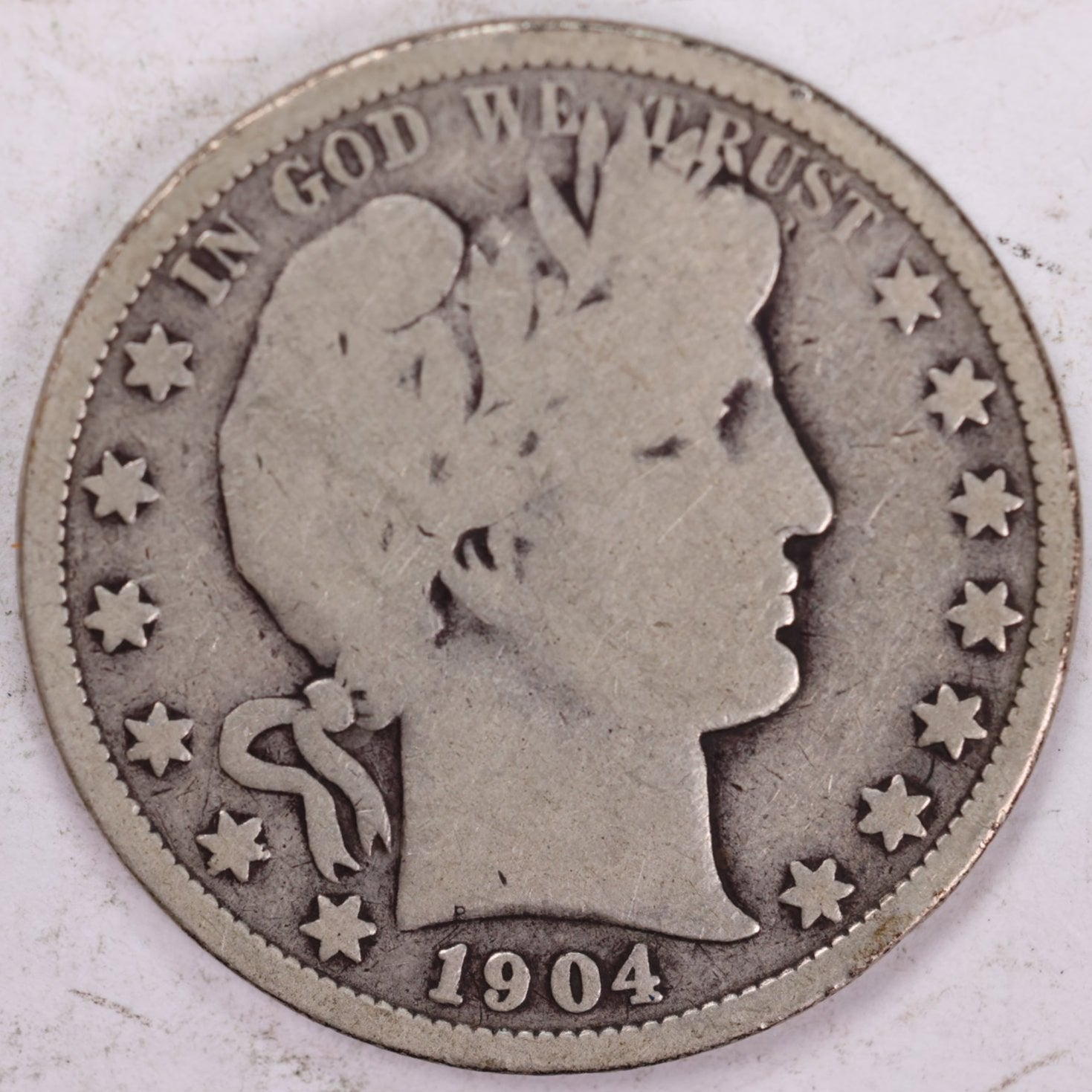 1904-O Barber Half Dollar, Very Good Circulated Coin, Store #HR0868 (H904O01)