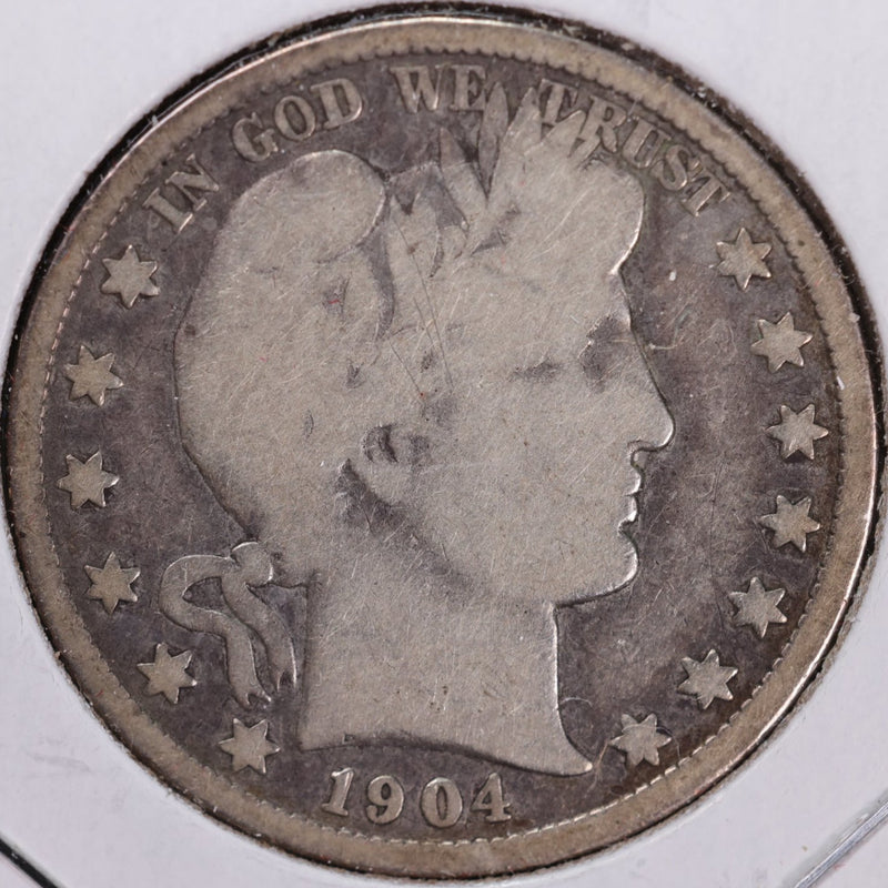 1904-O Barber Half Dollar, Very Good Circulated Coin, Store