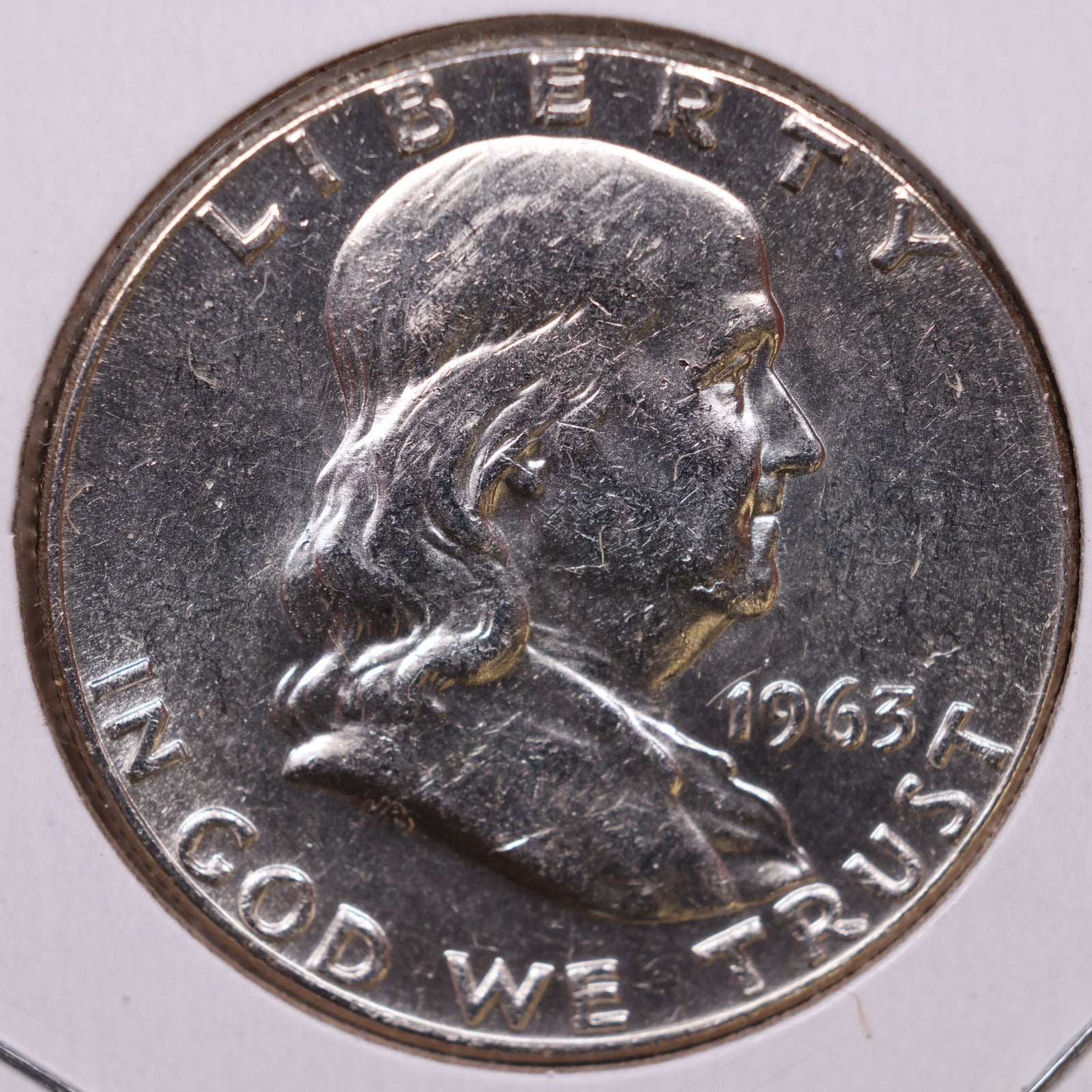 1963 Ben Franklin Half Dollar, About Uncirculated Coin, Store #HR1779