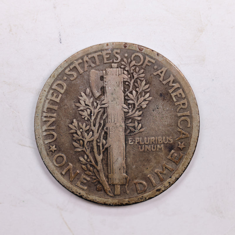 1917-S Mercury Silver Dime., Fine, Circulated Silver Dime., Store
