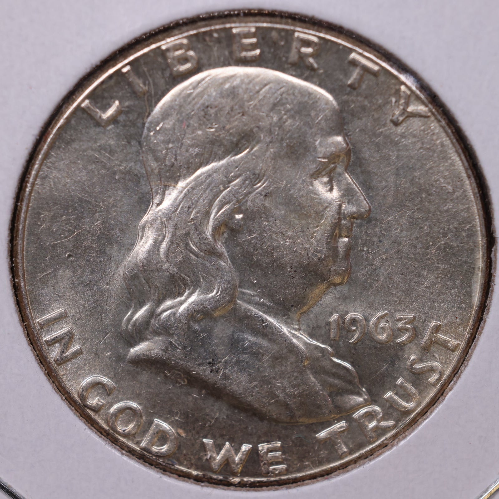 1963 Ben Franklin Half Dollar, About Uncirculated Coin, Store #HR1786