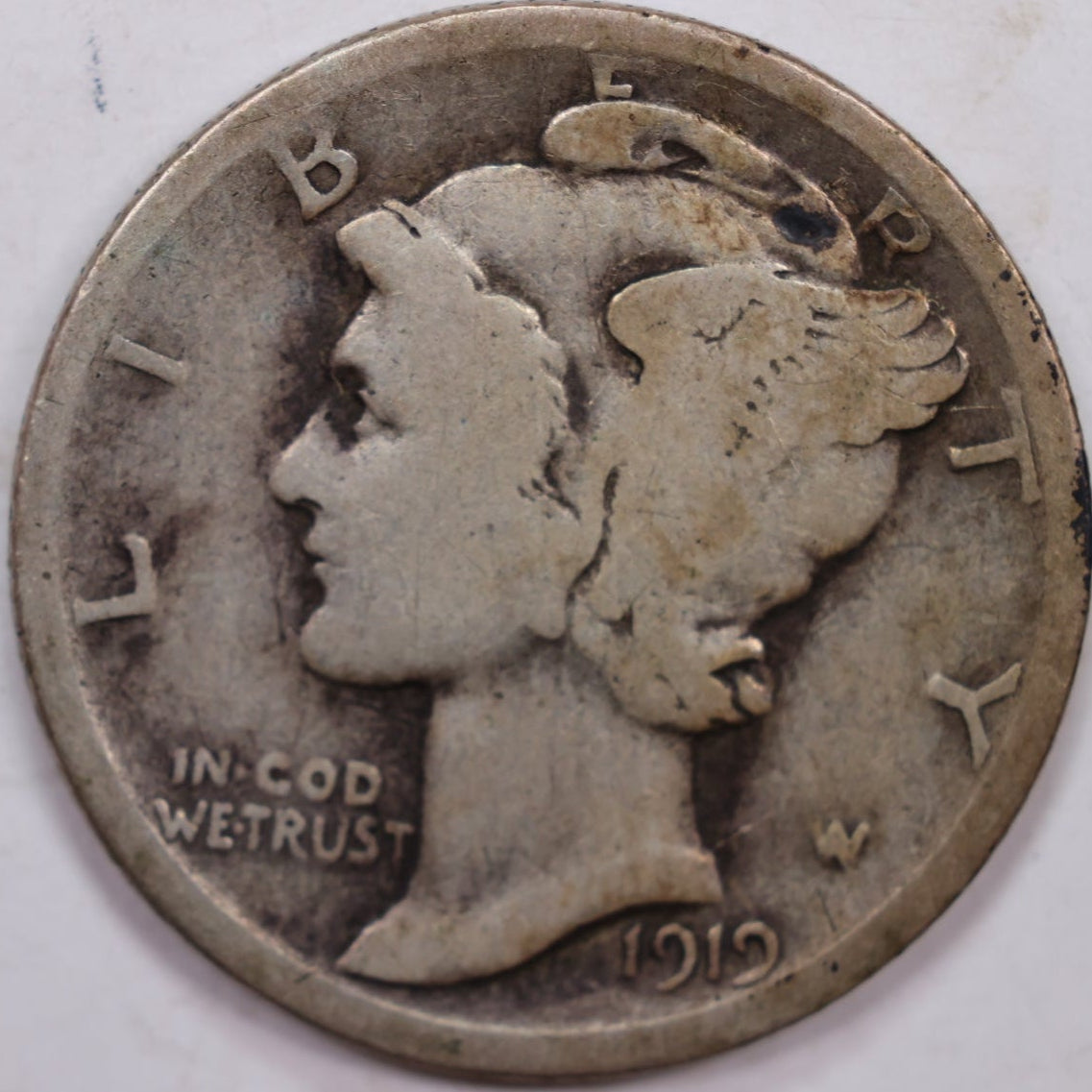 1919 Mercury Dime, Very Good Circulated Coin, Store #DE0339