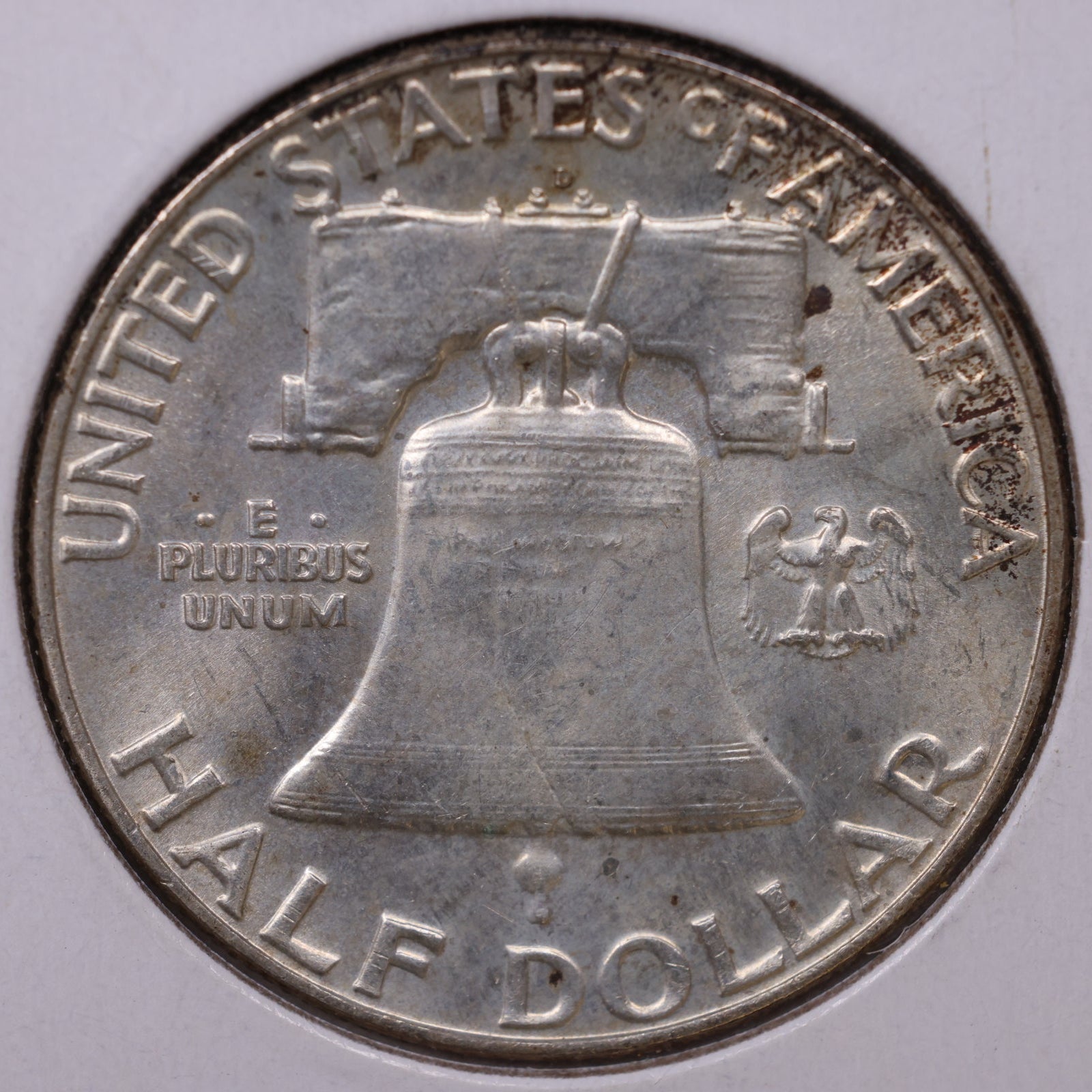 1963-D Ben Franklin Half Dollar, About Uncirculated Coin, Store #HR1789