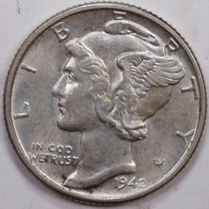 1942 Mercury Silver Dime, Abt Uncirculated Coin, Store